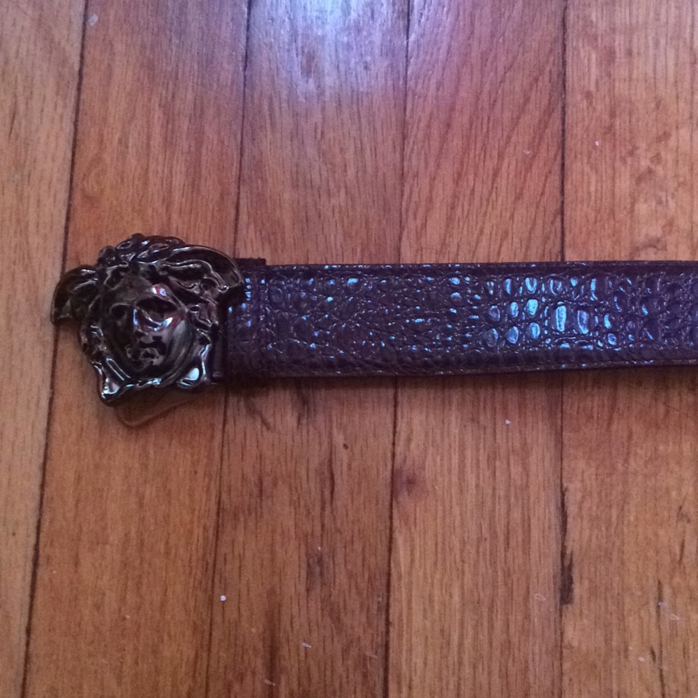 Versace crocodile print belt